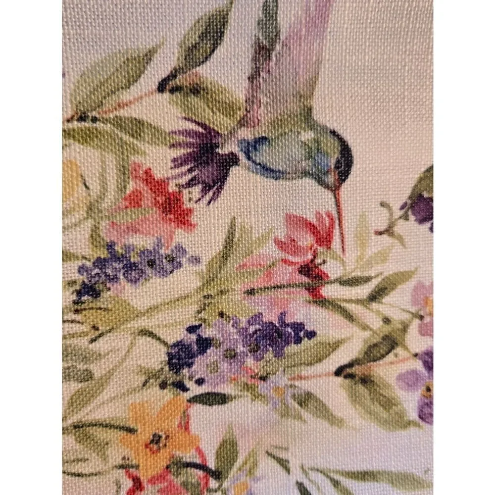 Hummingbird Floral Kitchen Tea Towels - White Set Of Two